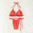 thumbnail image 4 of WREESH Womens Two Piece Swimsuit String Bikini Sets Comfortable and Fashionable Solid Color Split Swimsuit Set Swimsuit Beach Bathing Suit Orange, 4 of 9