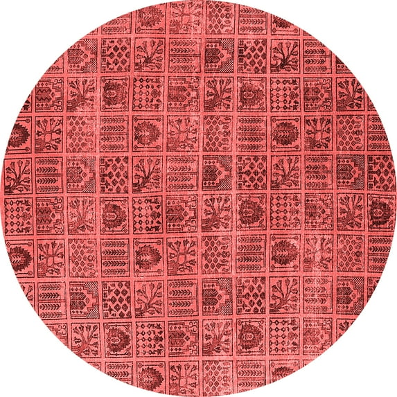 Ahgly Company Indoor Round Oriental Red Industrial Area Rugs, 8' Round
