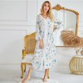 thumbnail image 2 of Women Bathrobe Lace Satin Lingerie Robe Long Sleeve Babydoll Nightie Robes Kimono Robe, 2 of 8