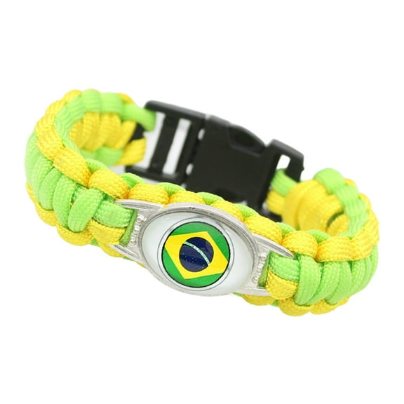 Uijokdef Country Flag Paracord Survival Bracelet, Color Woven Design, 8-10 Inches Length, Alloy Metal Buckle
