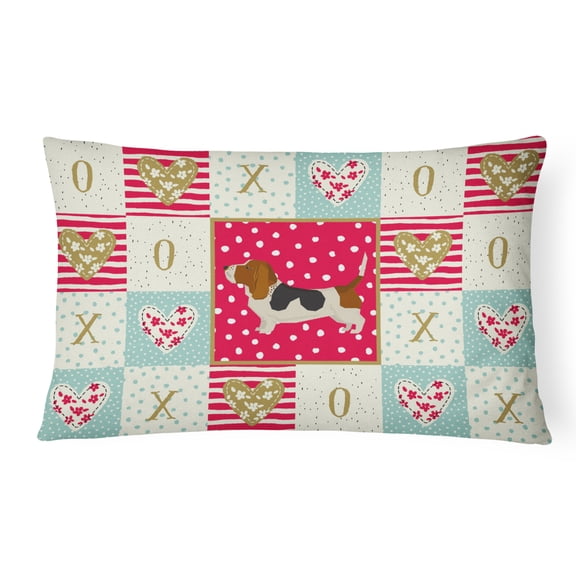 Carolines Treasures CK5908PW1216 Basset Hound Love Canvas Fabric Decorative Pillow, 12H x16W, multicolor