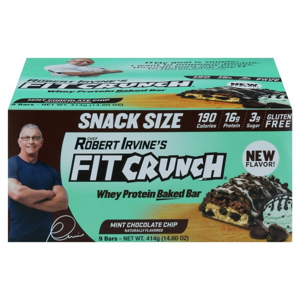 Robert Irvine's FITCRUNCH Snack Size Baked Whey Protein Bars, Mint