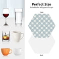 thumbnail image 6 of Fuzoiu Daisy Plaid Blue Print Leather Coasters Set,Drink Coasters Set of 4,for Tabletop Protection, Durable PVC Coasters,Home Décor and Housewarming Gift-Hexagon, 6 of 6