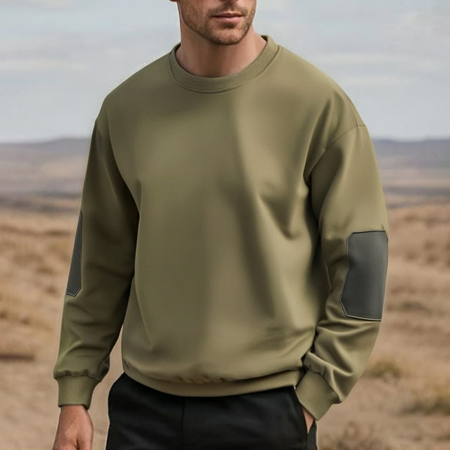 Amzcrzy Sudadera Para Hombre, Color Block, Manga Larga, Cuello Redondo, Sudadera Con Capucha, Verde Militar, 3Xl
