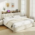 thumbnail image 4 of Romorgniz King Size Bed Frame with 2 Storage Drawers and 2-Tier Storage Shelf Upholstered Bed Frame with Headboard Platform Bed Frame Noise-Free No Box Spring Needed,Beige, 4 of 10