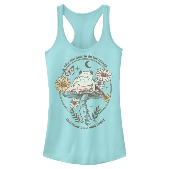Junior's Lost Gods Happy Soul Frog Racerback Tank Top Cancun X Large