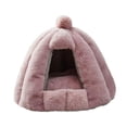 thumbnail image 4 of Cama semicerrada para gatos, tienda de campaña con cojín extraíble y colchón suave, diseño semiabierto, hecha de material PP, adecuada para gatos, per rosa, 4 of 7