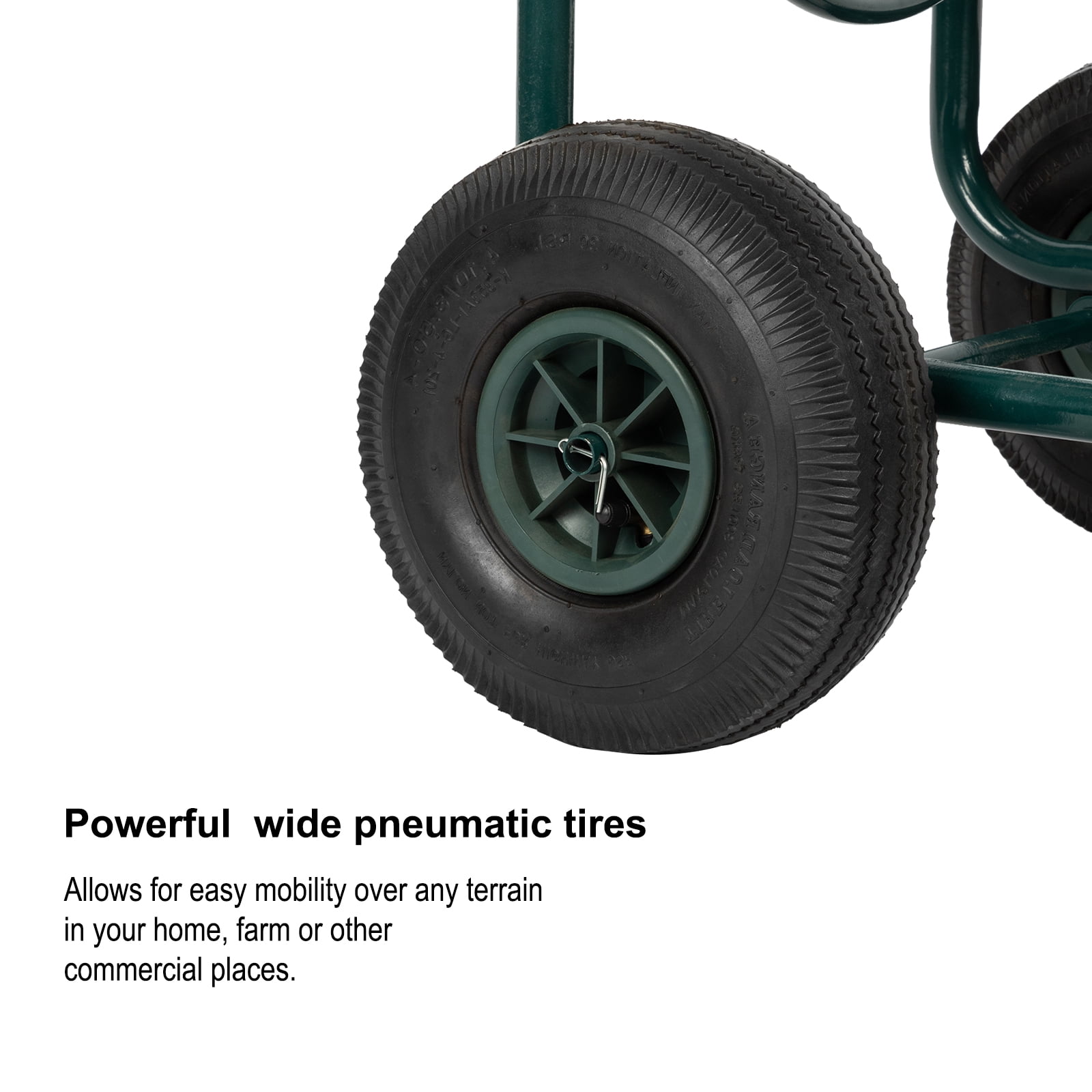Dark Green Iron Four-Wheel Pipe Truck - Heavy Duty Hose Reel for Professional and Home Use