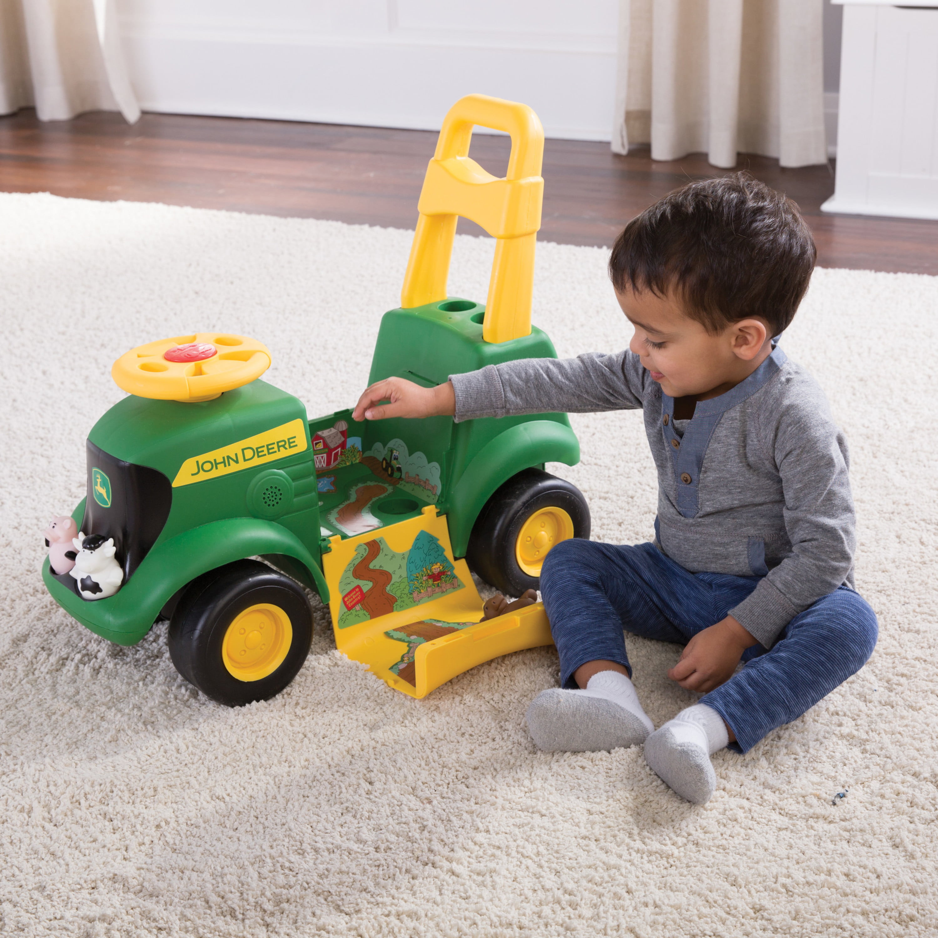 John Deere Sit 'N Scoot Activity Tractor Ride-On Toy Indoor Outdoor Toddlers New 