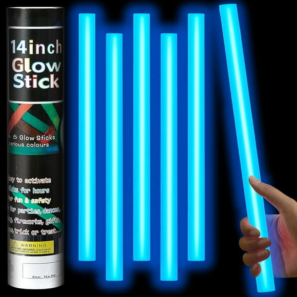 5 Pcs Large Glow Sticks, 14 Inch Jumbo Light up Sticks Holiday Colorful Sticks Emergency Glow in The Dark Party Supplies for Camping, Halloween, New Year