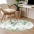 thumbnail image 4 of Round Rug 3.3Ft Washable Non-Slip, Green Eucalyptus Leaves Circle Area Rugs for Living Room Bedroom, Summer Botanical Daisy Floral Indoor Floor Mats Carpet Runner for Home Decor Aesthetic, 4 of 8