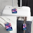 thumbnail image 6 of Dragonfly Square PU Leather Luggage Tags, 2 Pack, with Privacy Cover and Stainless Steel Ring - Suitable for Travel, Backpack, Handbag - Bag Tags, Handbag Tags, 6 of 7