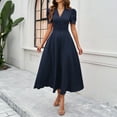 thumbnail image 2 of Yesfashion Women's Summer V Neck Short Sleeve Maxi Dress Loose High Waist Flowy Long Beach Dress, 2 of 8