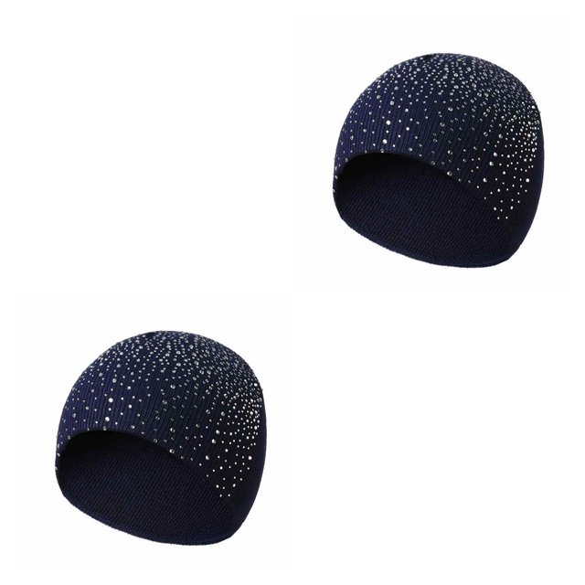 Gorros de Invierno Minnieouse Suaves y Cálidos a la Moda para Mujer Gorro de Algodón con Diamantes de Imitación de Medio Lado Type1 NO1