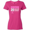 thumbnail image 3 of Inktastic Breast Cancer Survivor 20 Years and Running with Pink Ribbon Women's T-Shirt, 3 of 5