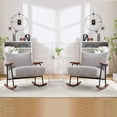 thumbnail image 2 of Modern Accent Chair Arm Chair Living Room Rocking Chair Metal Frame,Grey Fabric,Metal Furniture Primary Living Space Chairs Accent Seating, 2 of 10