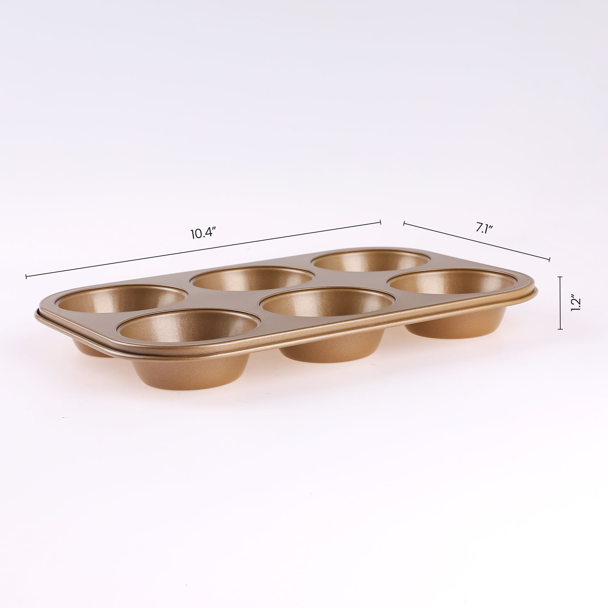 Unique Bargains Nonstick Cupcake Pan with 6 Cups Gold 10.4*10.4*1.2in