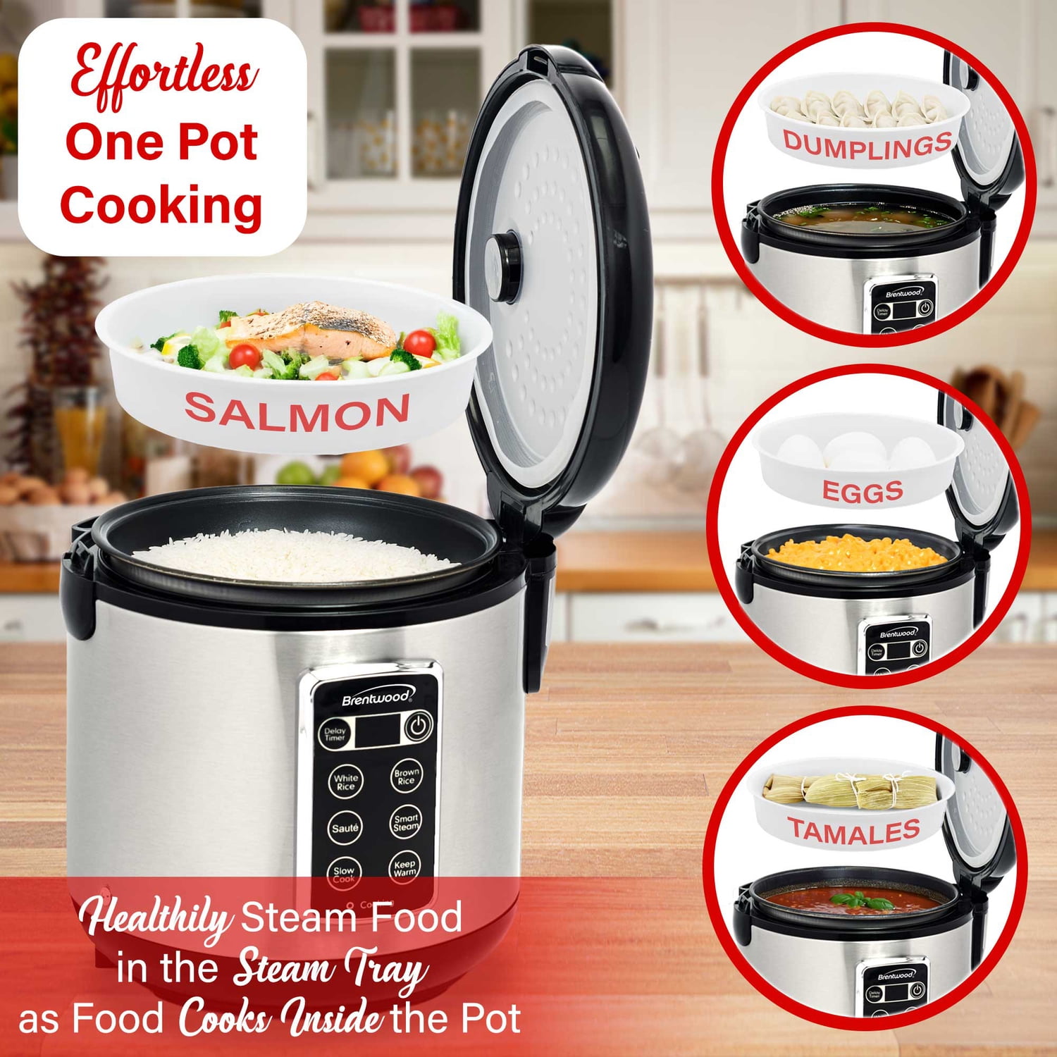 Brentwood 7-Function Electric Smart Multi-Cooker (16 Cup), RC-5116DS