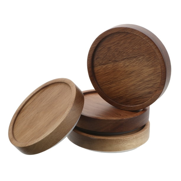 ColoMX Tapas de madera para tarros de almacenamiento (4 unidades): tapa de madera de acacia para contenedores. Reemplazo de tapas herméticas para tarros de vidrio.