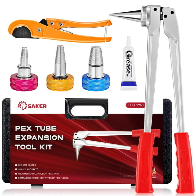 Kit de herramientas de expansión de tubos PEX Saker PEX-A con 1/2, 3/4 y 1 pulgada