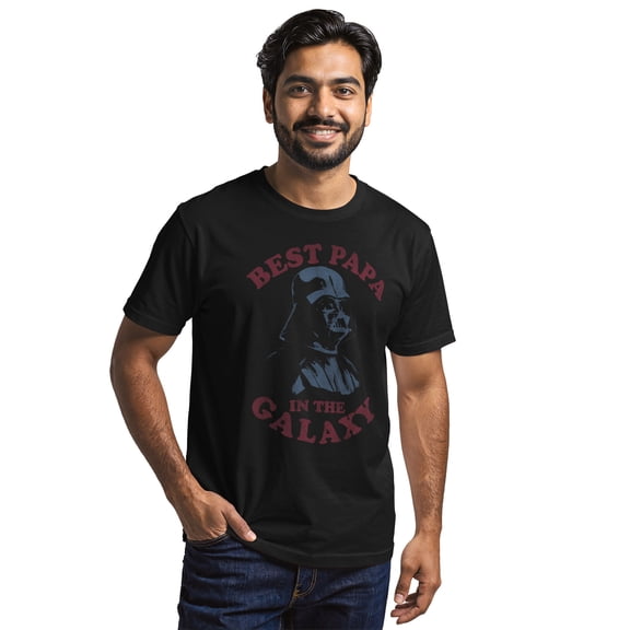 Men's Star Wars Darth Vader Best Papa in the Galaxy Graphic Tee Black 2X Large