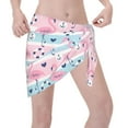 thumbnail image 3 of Kll Pink Striped Flamingo Print Women'S Sarong Coverups Short Bathing Suit Wrap Skirt Beach Wrap Swimsuit Cover Ups, 3 of 7