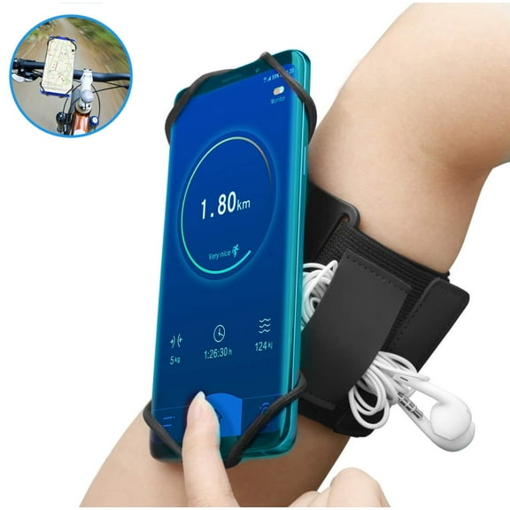 3 in 1 Wristband Phone Holder, Phone Armband Wristband Phone Mount with Pedestal and Bicycle Bracket, 360°Rotatable Detachable Sports Running Cycling Accessories for Cycling Fishing Running Walking