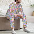thumbnail image 7 of Honeii Colorful Cow Skin Pattern Mens Pajamas Set,2pcs Men's Lounge Long Sleeve Sleep Shirt and Pajama Bottoms Sleepwear Set,Mens Pjs Sets-XX-Large, 7 of 7