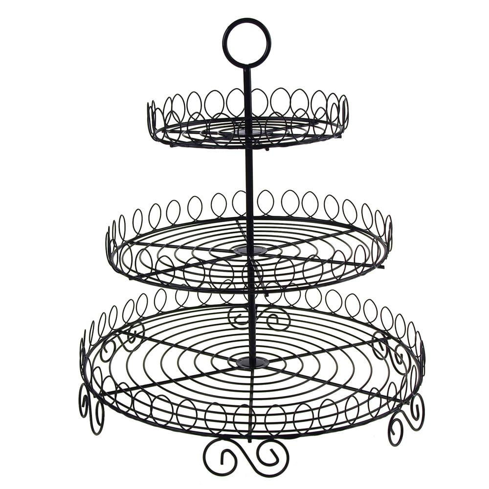 Round Metal Wire Cupcake Holder, 3tiers, 13Inch, Black