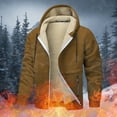 thumbnail image 4 of Mens Sherpa Fleece Linen Hoodie Zip Up Winter Jacket Thick Hooded Sweatshirt Coat Brown XXXXXL, 4 of 5
