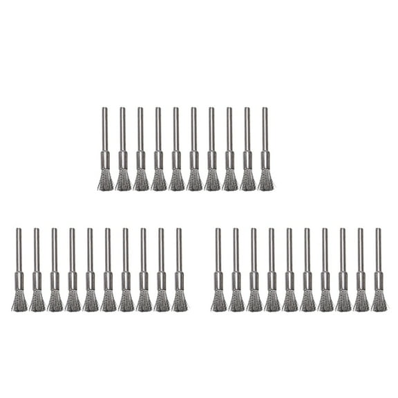 30 pc Stainless Steel 1/4 inch (6mm) Pen Wire Brush 532 with 1/8 inch (3mm) Shank for Dremel and Compatible Rotary Tool