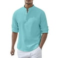 thumbnail image 1 of PMUYBHF T-Shirts Graphiques pour Hommes Mode Décontractée Printemps et Automne Couleur Unie Col à Boutons Manches Longues, 1 of 6