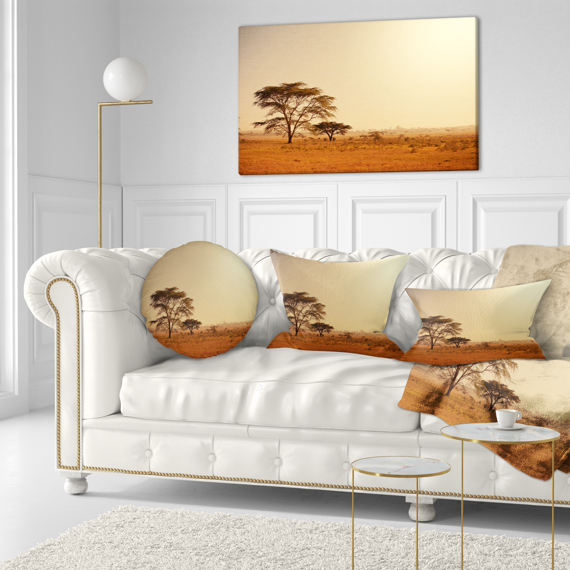 Designart Trees in Large African Landscape - African Landscape Printed Throw Pillow - 12x20