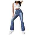 thumbnail image 6 of Daznico Tummy Control Bootcut Jeans,Women's High Waisted Wash Fashion Personality Denim Flared Pants,Women Bootcut Jeans Stretchy Stadeke Jeans(Size:2XL), 6 of 9
