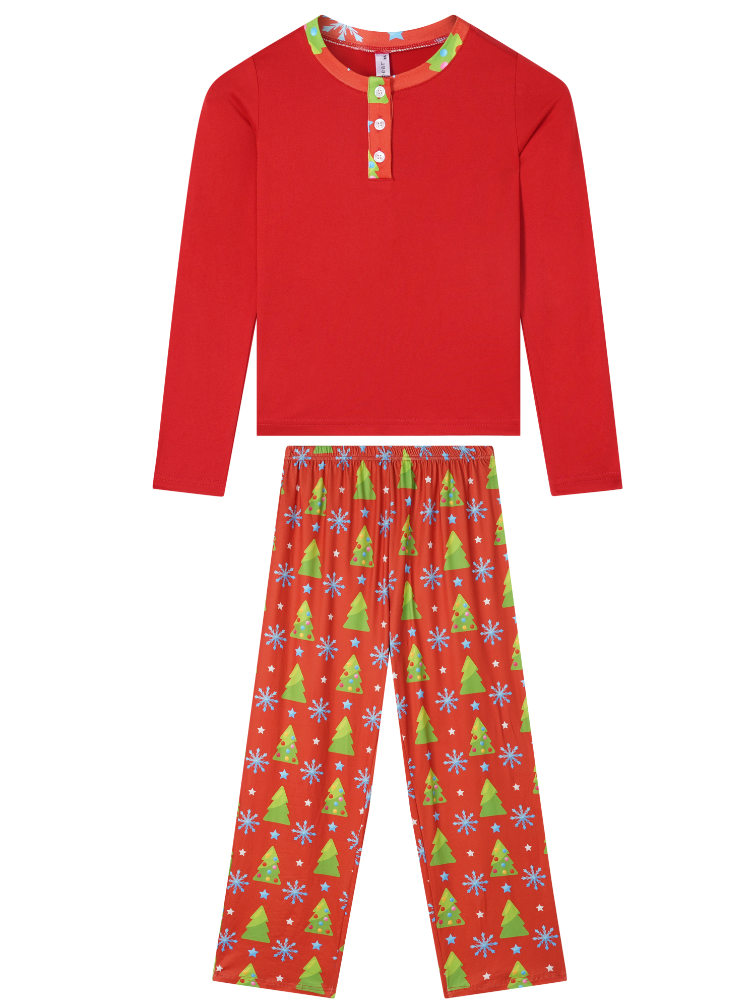 DARING DIVA Long Sleeve Button Up Tree Print Sleepwear Pajamas Sets ["Boys & Girls"] S Red