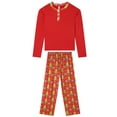 thumbnail image 2 of Pijamas de Navidad de manga larga Inspire Chic con estampado de árbol para fiestas, conjuntos de pijamas familiares para niños y niñas, color rojo, 2 of 4