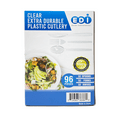 thumbnail image 4 of EDI Assorted Heavy-Duty Plastic Cutlery Set - 32 Forks, 32 Knives, 32 Spoons, Clear, 96 Count, 4 of 4