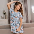 thumbnail image 3 of Picia Rose Flowers Pattern Women’s Nightdress – Casual Short-sleeved Loose-Fit Sleepwear, Soft Cotton Short-Sleeve Sleep Shirt for Relaxation & Comfort, 3 of 6