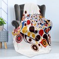 thumbnail image 4 of Abstract Soft Flannel Fleece Throw Blanket, Colorful Graphic Design of Floral Motifs Hearts Music Notes Dots Ornamental Art, Cozy Plush for Indoor and Outdoor Use, 60" x 80", Multicolor, by Ambesonne, 4 of 5
