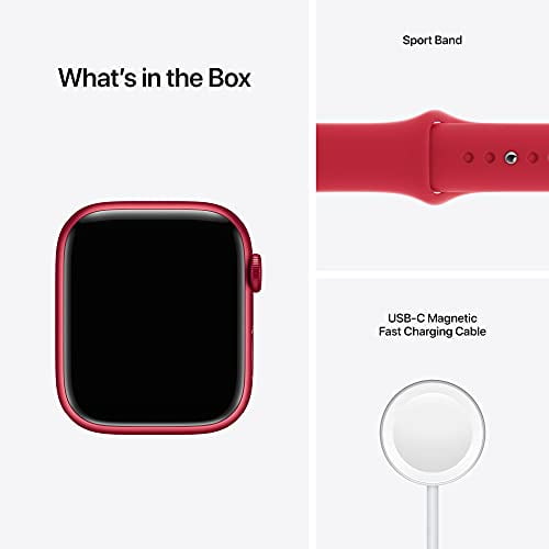 Apple Watch Series 7 GPS, 45mm (Product) RED Aluminum Case with (Product)  RED Sport Band - Regular(New-Open-Box)