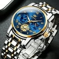 thumbnail image 6 of OLEVS Mens Watches Chronograph Business Dress Quartz Stainless Steel Waterproof Luminous Date Wrist Watch For Men Blue Dial, 6 of 11