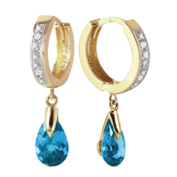 Galaxy Gold GG 14K Yellow Gold Natural Diamonds and Amethyst Hoop Earrings - February Birthstone - Peace & Wisdom - Fine Jewelry for Women