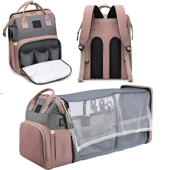 Diaper Bag Backpack，Baby Diaper Bags, Baby Shower Gifts, Multifunctional diaper backpack Large Capacity, (Pink)