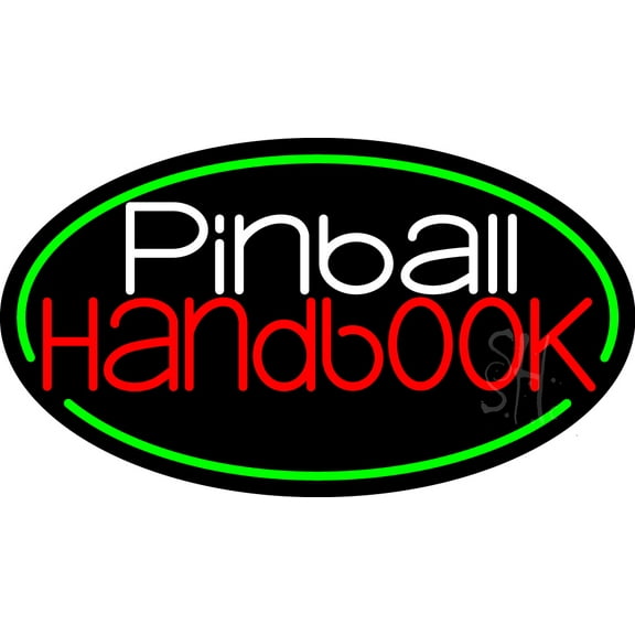 Pinball Handbook 3 LED Neon Sign 13 x 24 - inches, Black Square Cut Acrylic Backing, with Dimmer - Bright and Premium built indoor LED Neon Sign for wall décor, arcarde, and storefront.