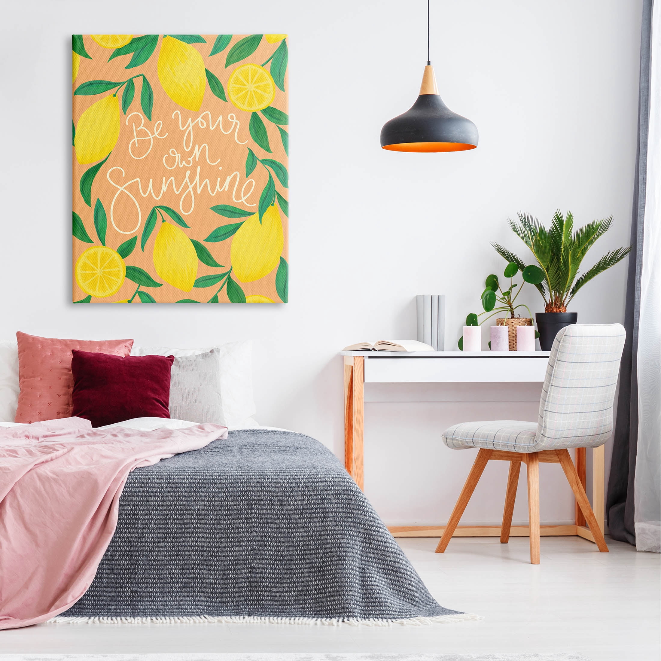 Be Your Own Sunshine Lemon Fruits Inspirational Graphic Art Gallery Wrapped Canvas Print Wall Art