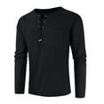 thumbnail image 2 of IROINNID Button Down Shirts for Men Solid Pullover V Neck Sweater Sports Sweater Bottoming Tops Blouse,Black, 2 of 7