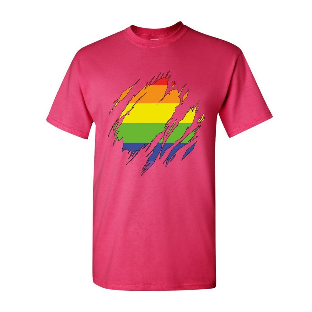 Tee Hunt Ripped Gay Pride Rainbow Flag T-Shirt LGBTQ Love Wins Tee, Hot ...
