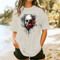 thumbnail image 5 of Inverlee Women's Short Sleeve Plus Size Tshirts Fashion Floral Print Crewneck Tee Tops Summer Casual Graphic Tunics, 5 of 5