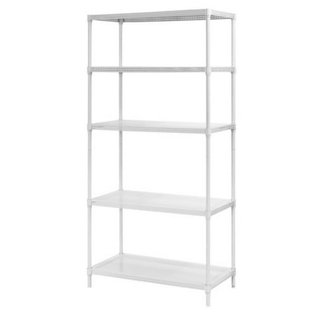 Muscle Rack 35"W x 18"D x 71"H 5-Tier Perforated Steel Shelving Unit, 1650 lb Capacity, White