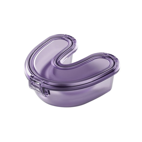 Caja de baño para dentadura, herramienta de extracción de retenedor de taza, limpiador de taza, estuche limpiador Púrpura